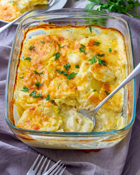 creamy potato and meat gratin