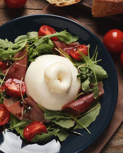 Burrata and Prosciutto arugula salad